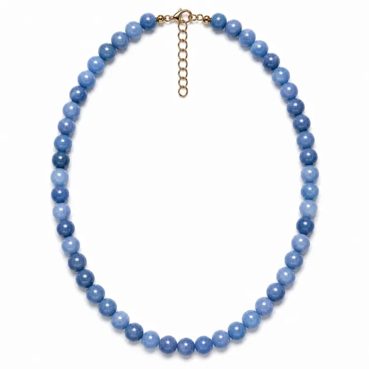 blauem Aquamarin Halskette aus vergoldetem Stahl - AURA