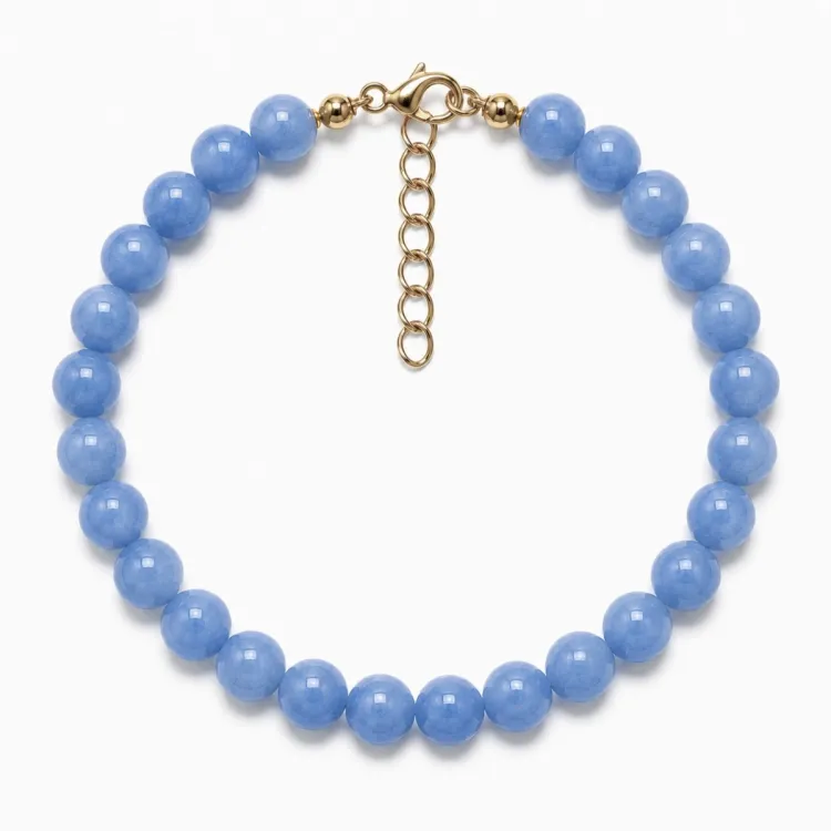 blauem Aquamarin Armband aus vergoldetem Stahl - AURA