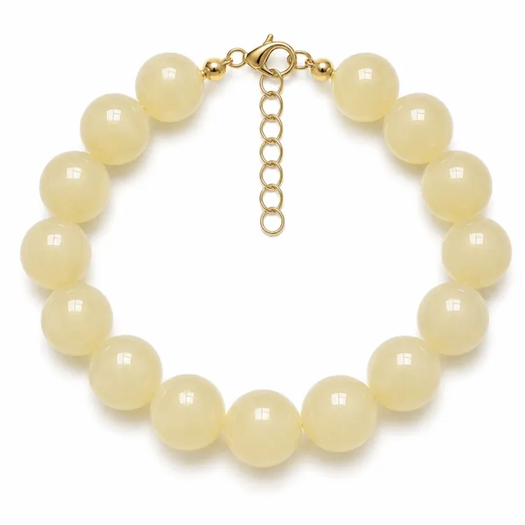 gelbem Chalzedon Armband aus vergoldetem Stahl - AURA