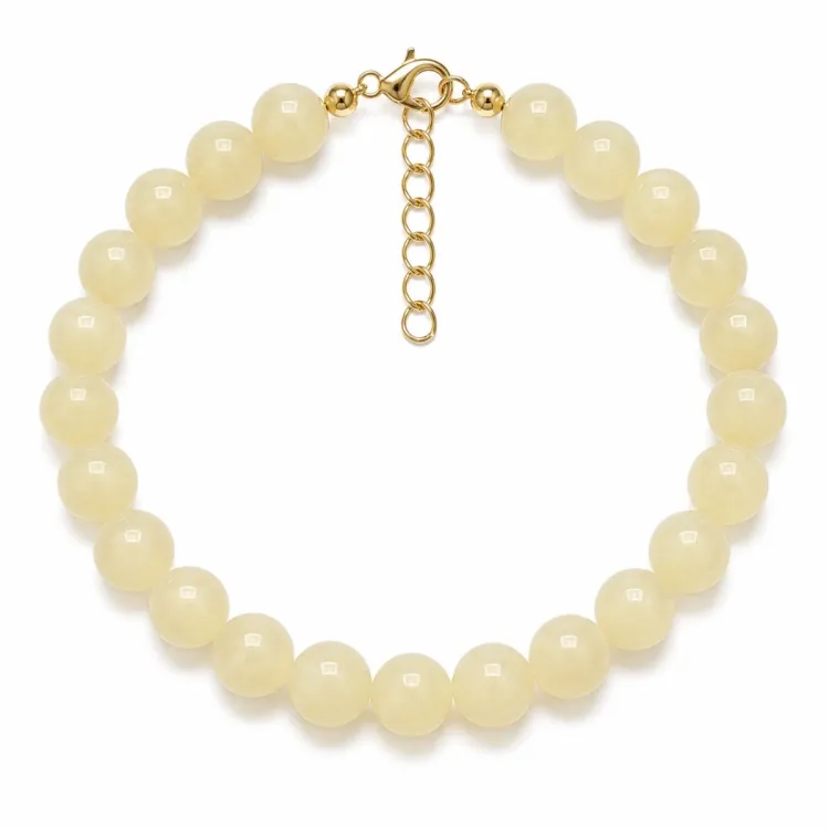 gelbem Chalzedon Armband aus vergoldetem Stahl - AURA
