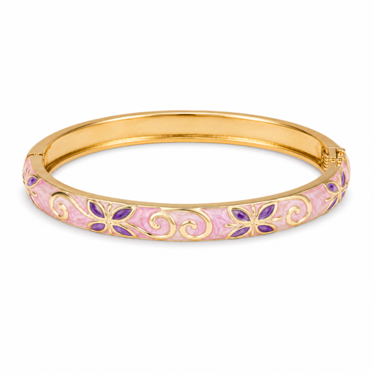 Wasserfest Blumen rosa bangle aus vergoldetem Stahl - OCEANA