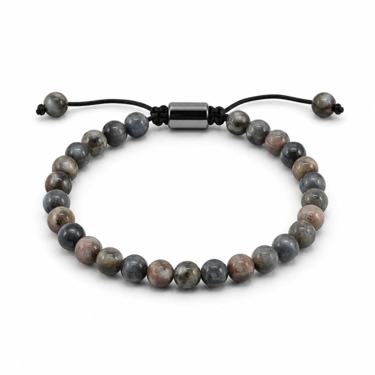 blauer Labradorit Armband aus Nylon mit verstellbarer Kordel