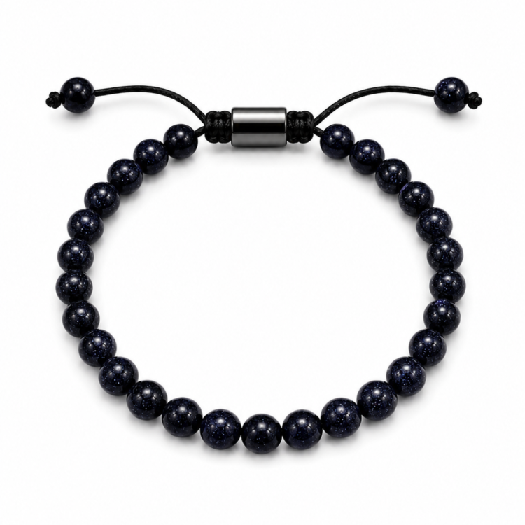 blauer Goldfluss Armband aus Nylon mit verstellbarer Kordel