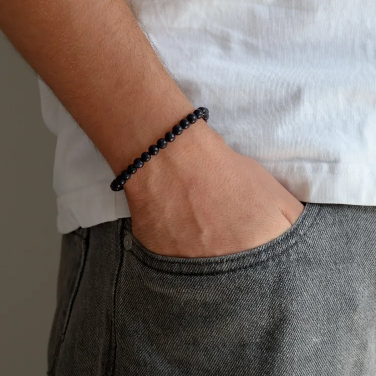 blauer Goldfluss Armband aus Nylon mit verstellbarer Kordel