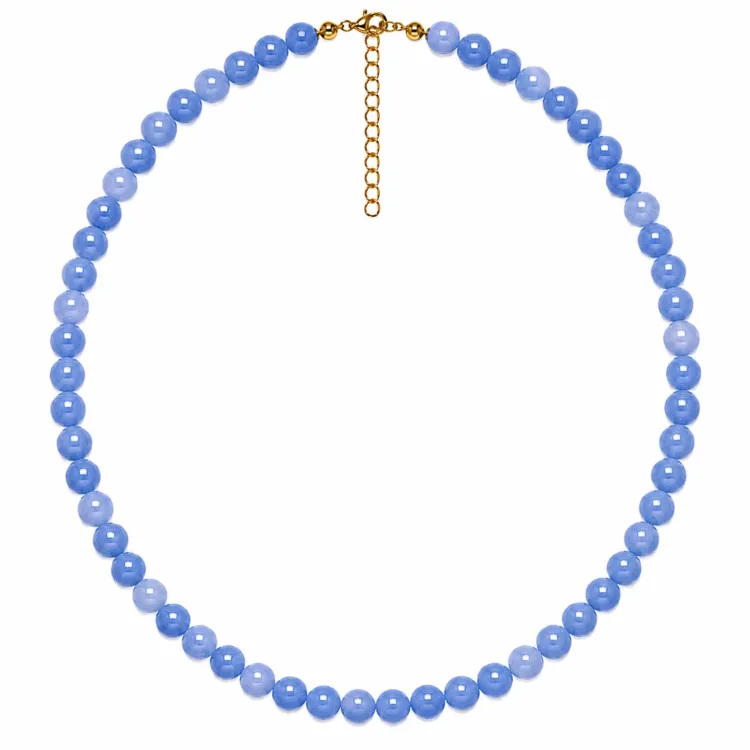blauem Aquamarin Halskette aus vergoldetem Stahl - AURA