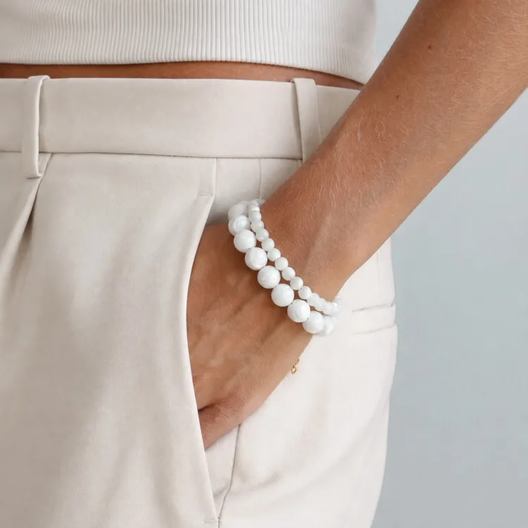 weißem trochus Armband aus vergoldetem Stahl - AURA