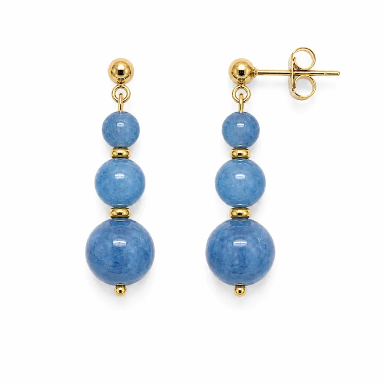 blauem Aquamarin Ohrringe in vergoldetem Stahl - AURA