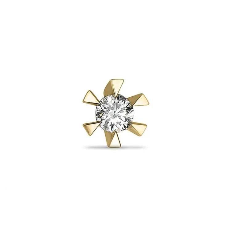 1 x 0,05 ct Solitärohrstecker in 14 Karat Gold mit Diamant 
