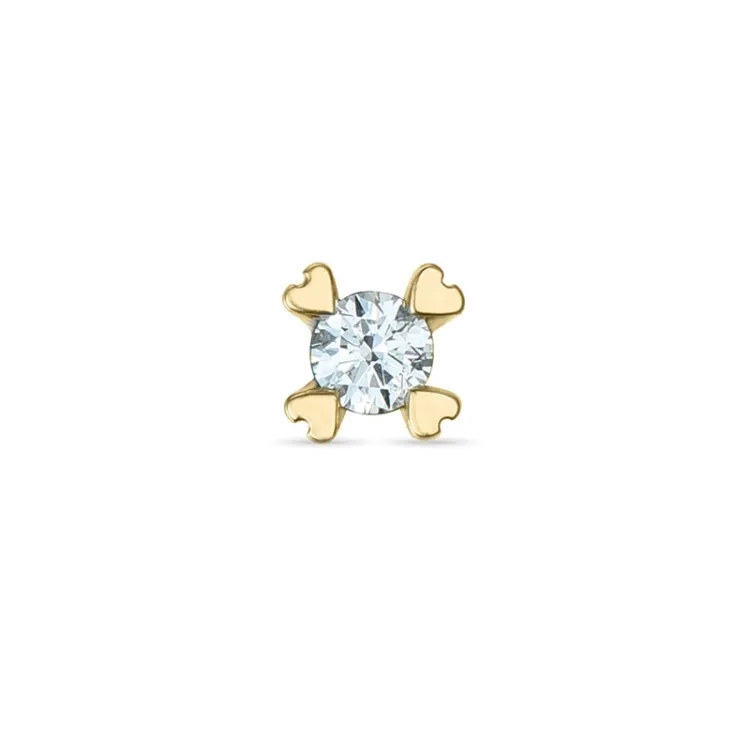 1 x 0,03 ct Solitärohrstecker in 14 Karat Gold mit Diamant