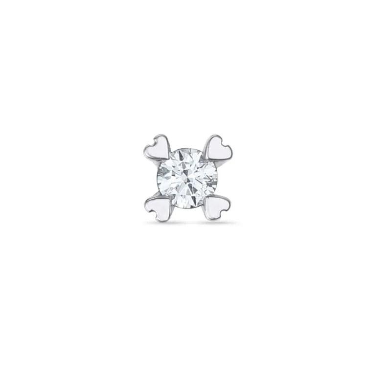 1 x 0,03 ct Solitärohrstecker in 14 Karat Weißgold mit Diamant