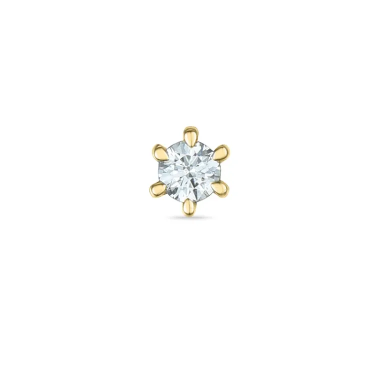 1 x 0,03 ct Solitärohrstecker in 14 Karat Gold mit Diamant