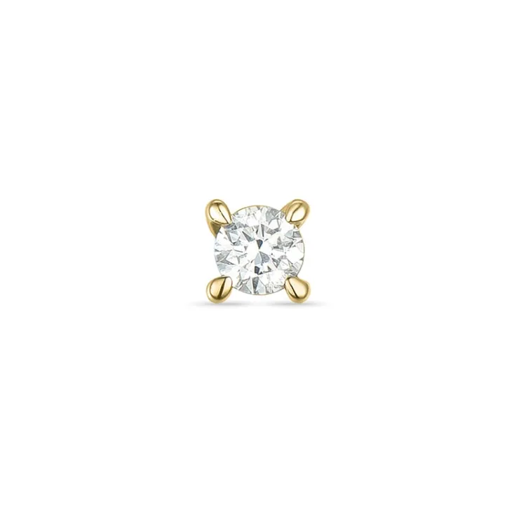 1 x 0,03 ct Solitärohrstecker in 14 Karat Gold mit Diamant