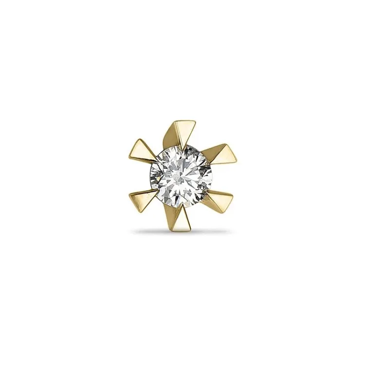 1 x 0,04 ct Solitärohrstecker in 14 Karat Gold mit Diamant