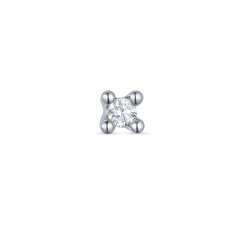 1 x 0,05 ct Solitärohrstecker in 14 Karat Weißgold mit Diamant 