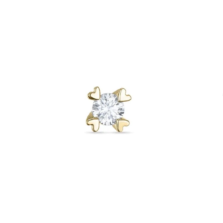 1 x 0,04 ct Solitärohrstecker in 14 Karat Gold mit Diamant