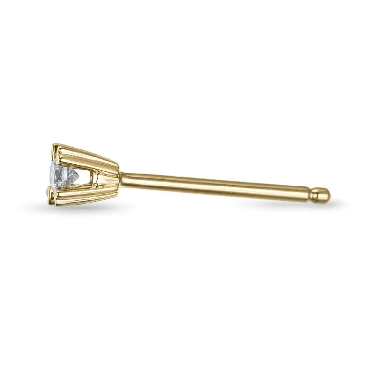 1 x 0,04 ct Solitärohrstecker in 14 Karat Gold mit Diamant