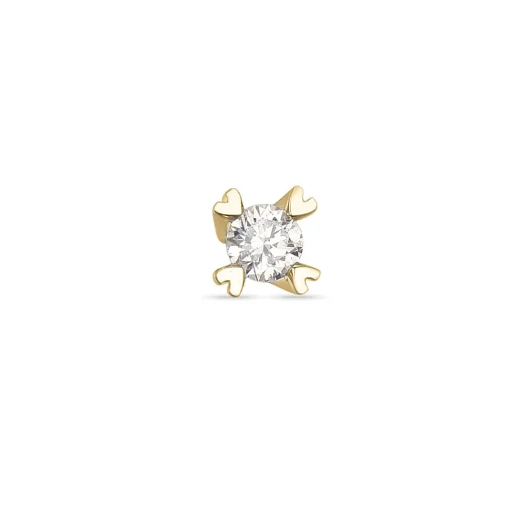 1 x 0,05 ct Solitärohrstecker in 14 Karat Gold mit Diamant 