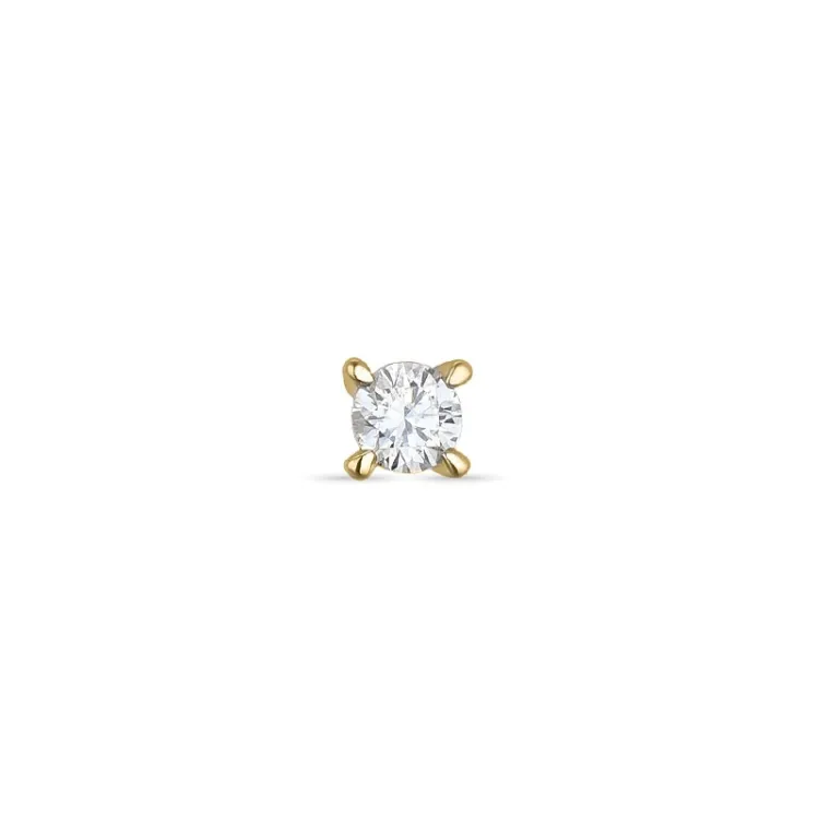 1 x 0,04 ct Solitärohrstecker in 14 Karat Gold mit Diamant 