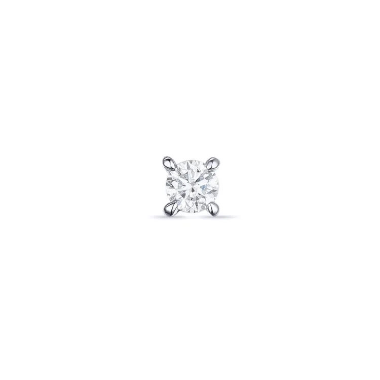 1 x 0,05 ct Solitärohrstecker in 14 Karat Weißgold mit Diamant 