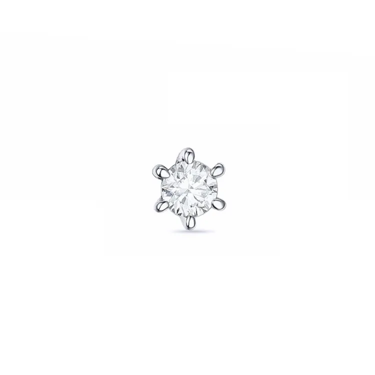 1 x 0,05 ct Solitärohrstecker in 14 Karat Weißgold mit Diamant