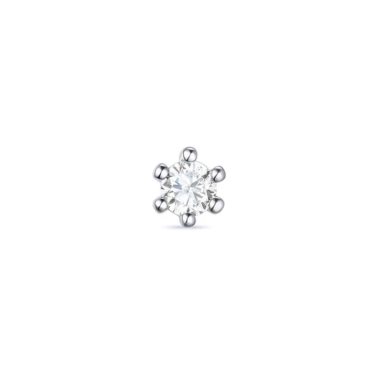 1 x 0,04 ct Solitärohrstecker in 14 Karat Weißgold mit Diamant