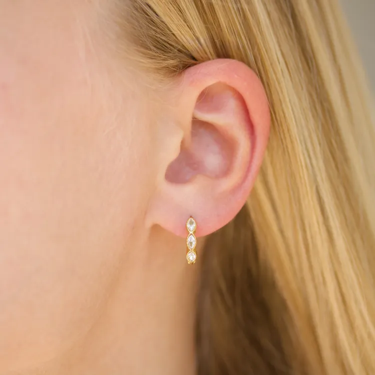 14 mm Wasserfester Zirkon Kreole in vergoldetem Stahl - OCEANA