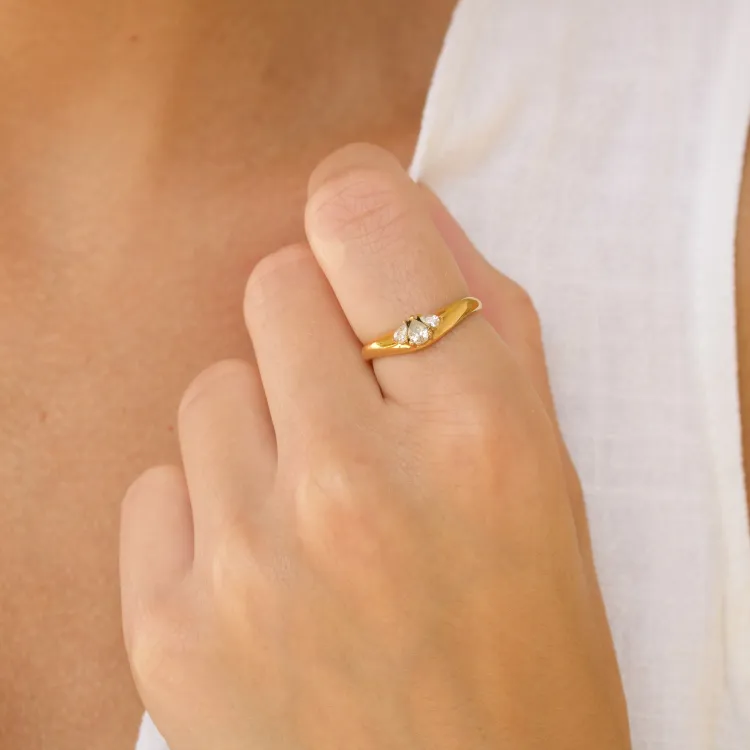 Wasserfest Zirkon Ring aus vergoldetem Edelstahl - OCEANA