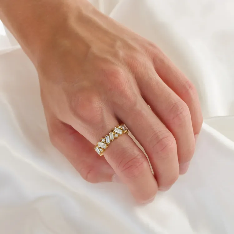 Wasserfest Zirkon Ring aus vergoldetem Stahl - OCEANA
