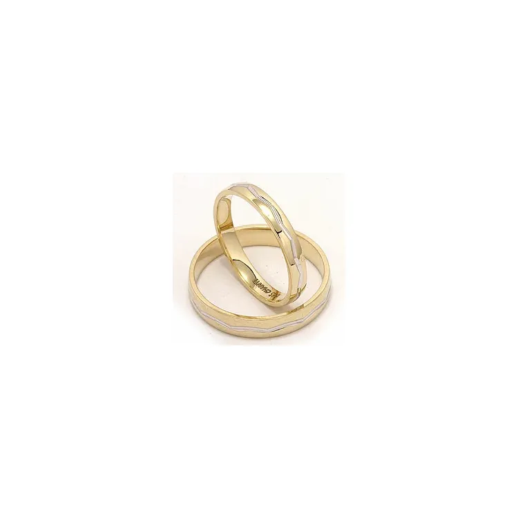 Zweifarbig Glatt trauringe aus 14 Karat Gold- und Weißgold - set