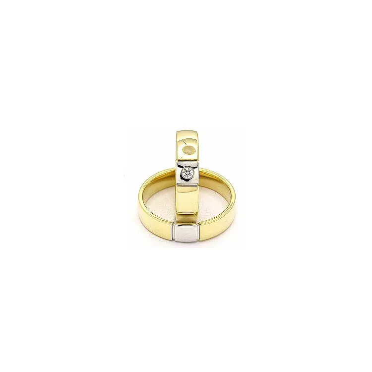 Trauringe aus 14 Karat Gold- und Weißgold 0,05 ct - set