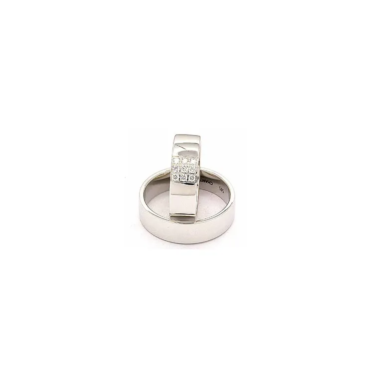 Breite trauringe aus 14 Karat Weißgold 0,149 ct - set
