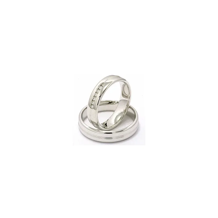 Brillant trauringe aus 14 Karat Weißgold 0,091 ct - set