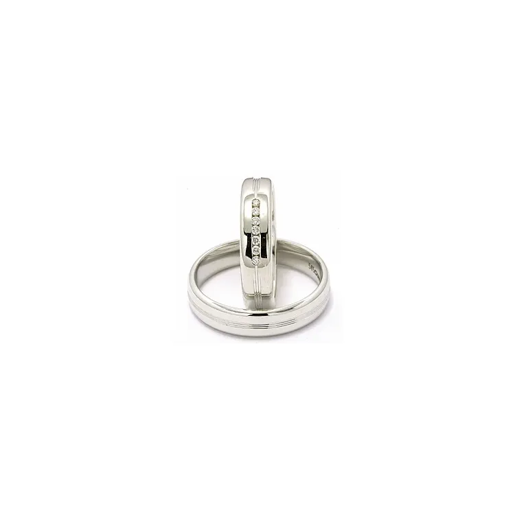 Brillant trauringe aus 14 Karat Weißgold 0,091 ct - set