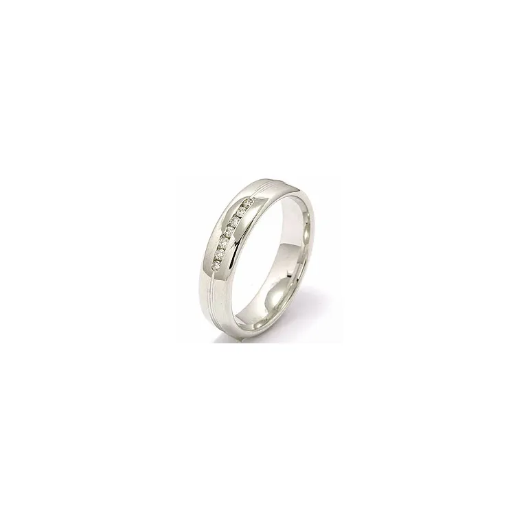 Brillant Trauring aus 14 Karat Weißgold 7 x 0,013 ct