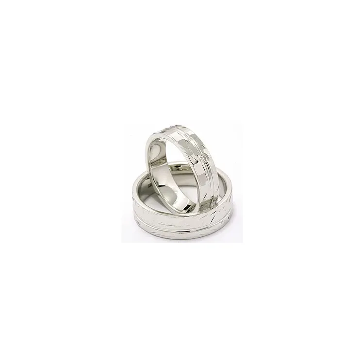 Strukturierter trauringe aus 14 Karat Weißgold 0,03 ct - set