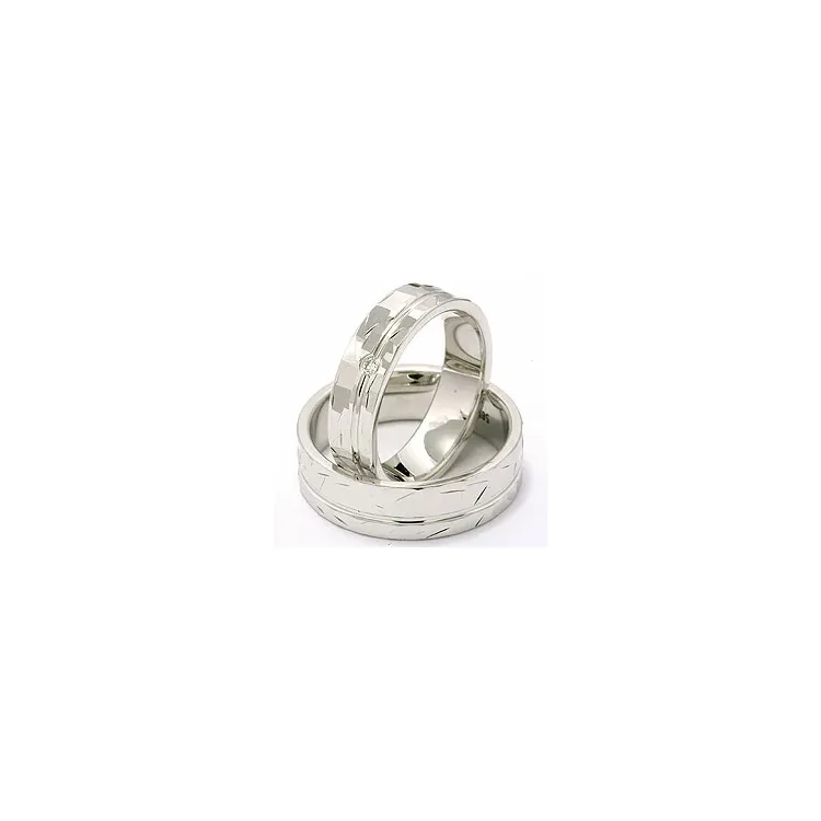 Strukturierter trauringe aus 14 Karat Weißgold 0,03 ct - set