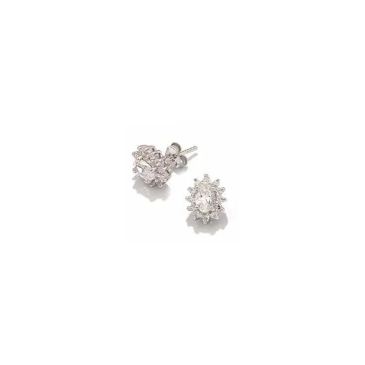 Rosette Ohrringe in Silber mit rhodiniertem Silber