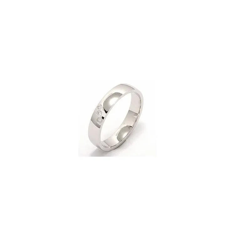 Trauring aus 14 Karat Weißgold 0,03 ct