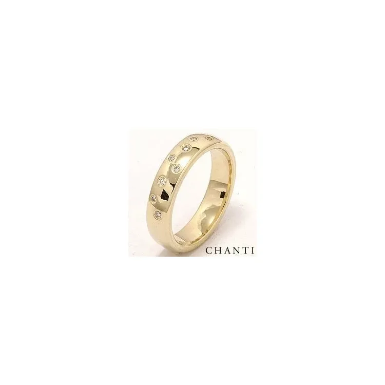 Breit Sternenstaub Trauring aus 14 Karat Gold 0,126 ct