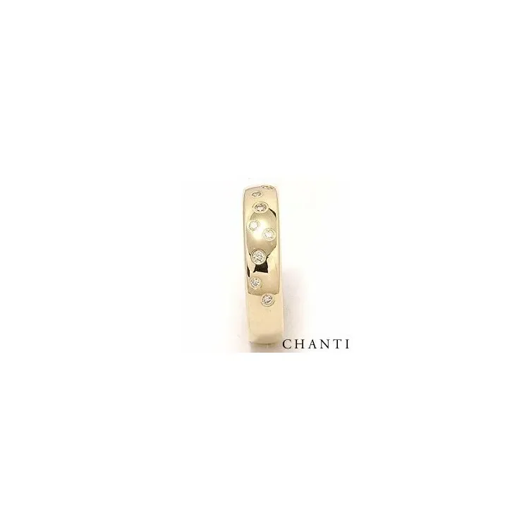 Breit Sternenstaub Trauring aus 14 Karat Gold 0,126 ct