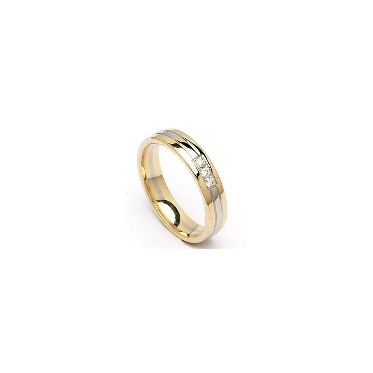 Zweifarbig Damen Trauring aus 14 Karat Gold- und Weißgold 0,06 ct