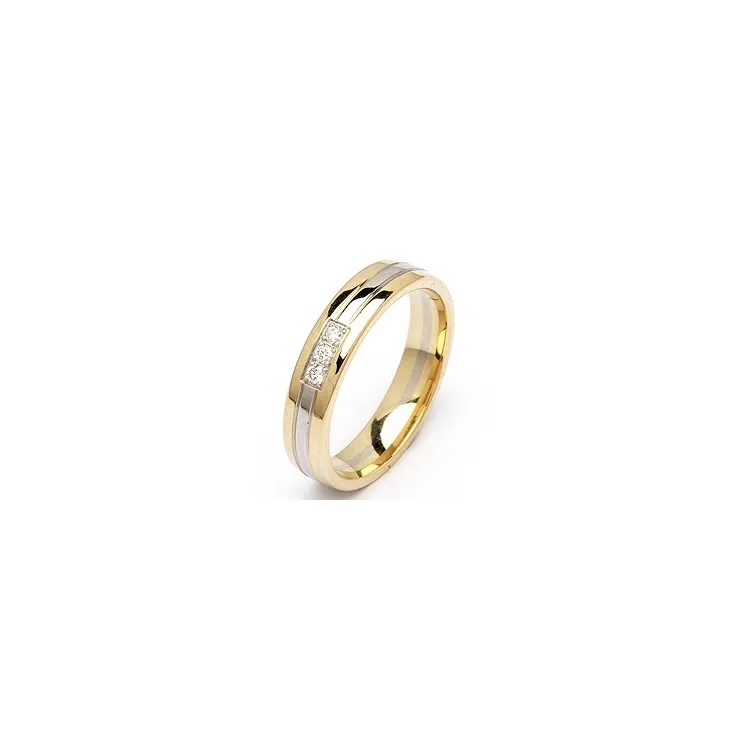 Zweifarbig Damen Trauring aus 14 Karat Gold- und Weißgold 0,06 ct