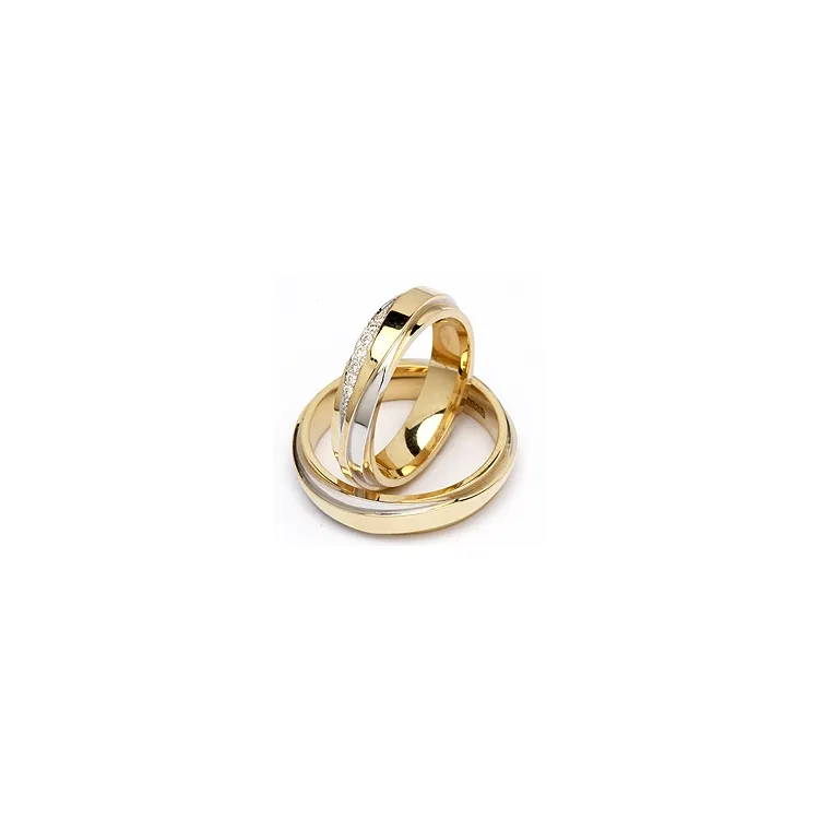 Speziale zweifarbig trauringe aus 14 Karat Gold- und Weißgold 0,063  ct - set