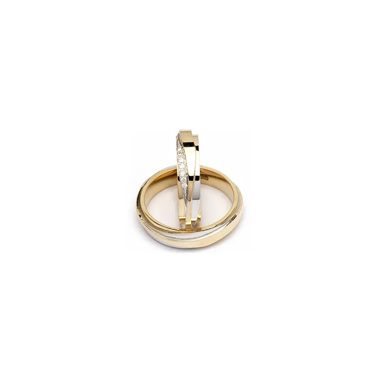 Speziale zweifarbig trauringe aus 14 Karat Gold- und Weißgold 0,063  ct - set