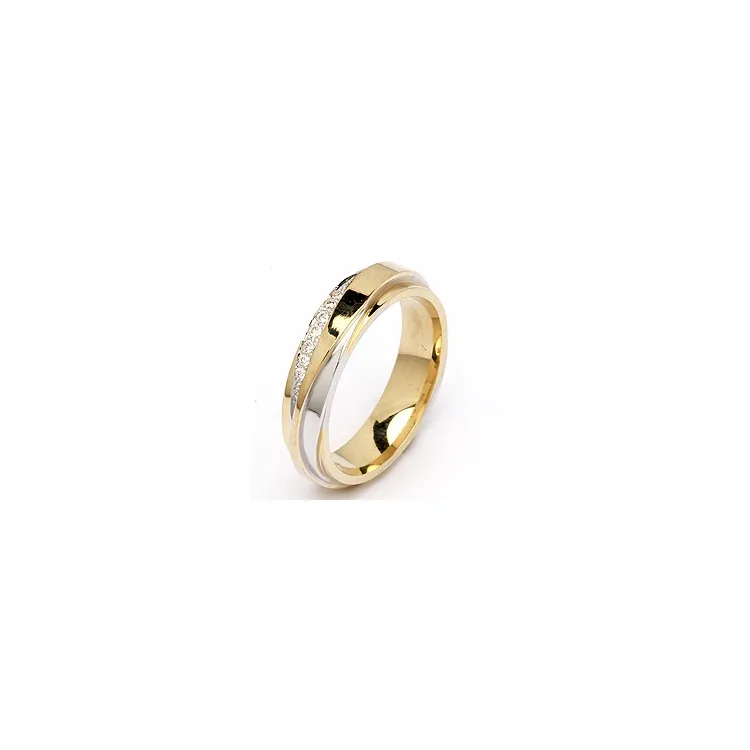 Zweifarbig Brillant Trauring aus 14 Karat Gold- und Weißgold 0,063 ct
