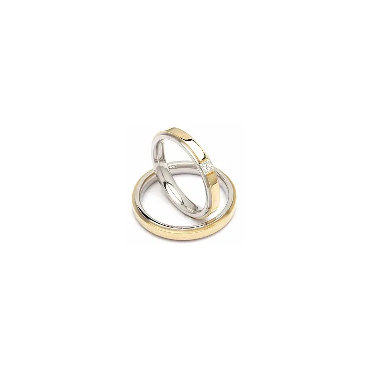 zweifarbig trauringe aus 14 Karat Gold- und Weißgold 0,11 ct - set
