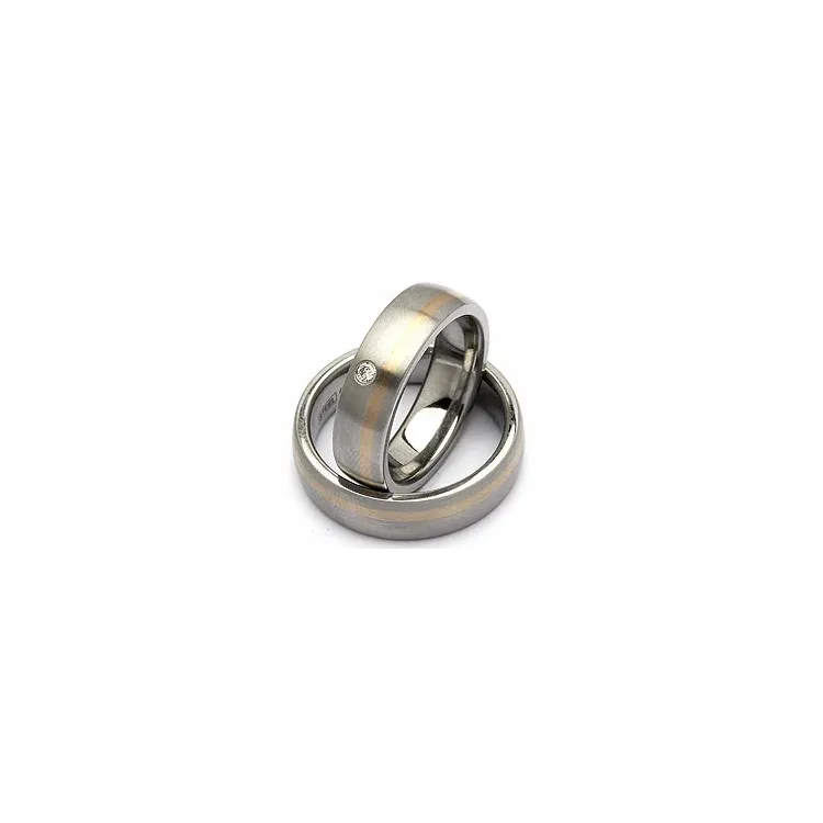 Trauringe aus 14 Karat Stahl und Weissgold 0,035 ct - set
