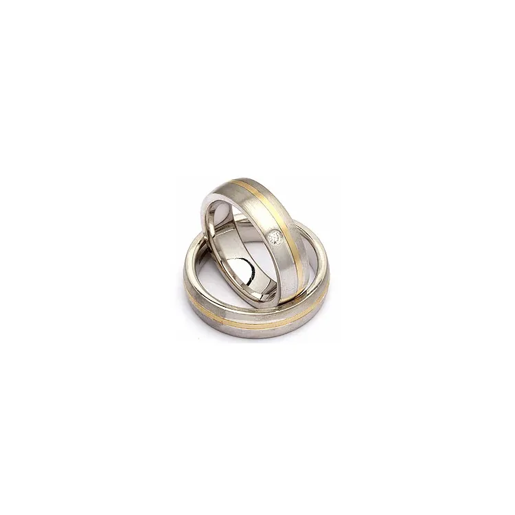Trauringe in Silber und Gelbgold 0,035 ct