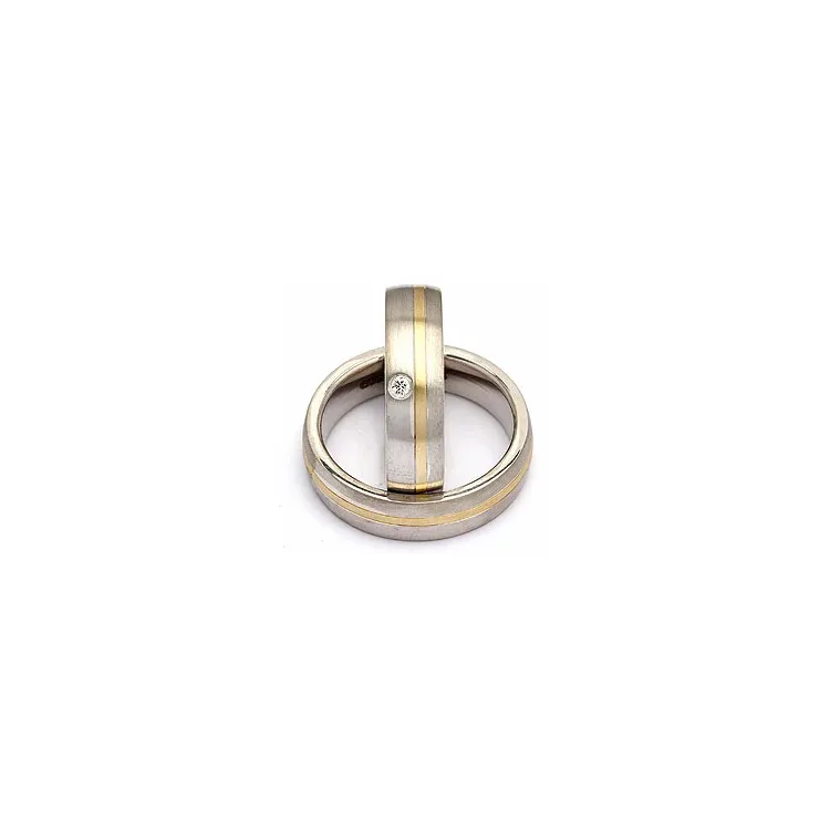 Trauringe in Silber und Gelbgold 0,035 ct
