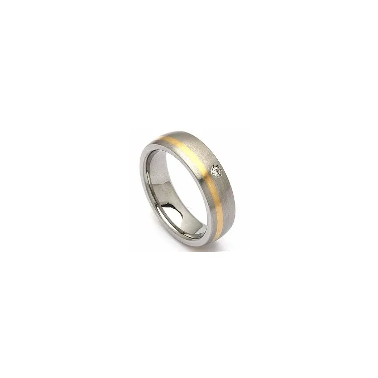 Trauring aus 14 Karat Stahl und Gelbgold 0,035 ct